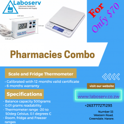 Laboserv Zimbabwe Pharmacy scale and Thermometer promo